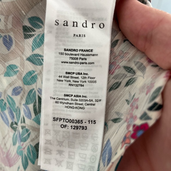 Sandro Floral Tie Top Printed Cropped Top In Linen And Silk - Picture 10 of 12